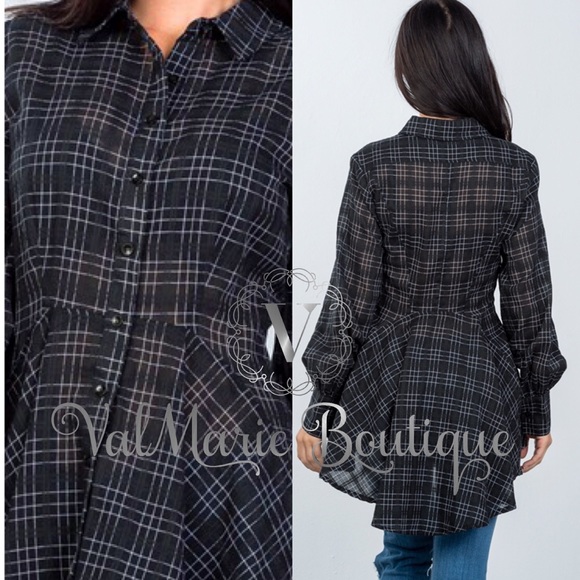 Plaid Boho Tunic Shirt - Picture 5 of 6